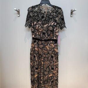 JS Collections Black Floral Midi Dress